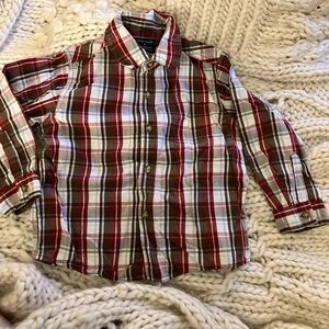 Faded Glory Kids Plaid Button-Down Shirt - Red, White, and Brown